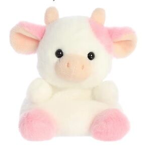 Palm Pals - Adorable Pink and White Stuffed Cow Toy